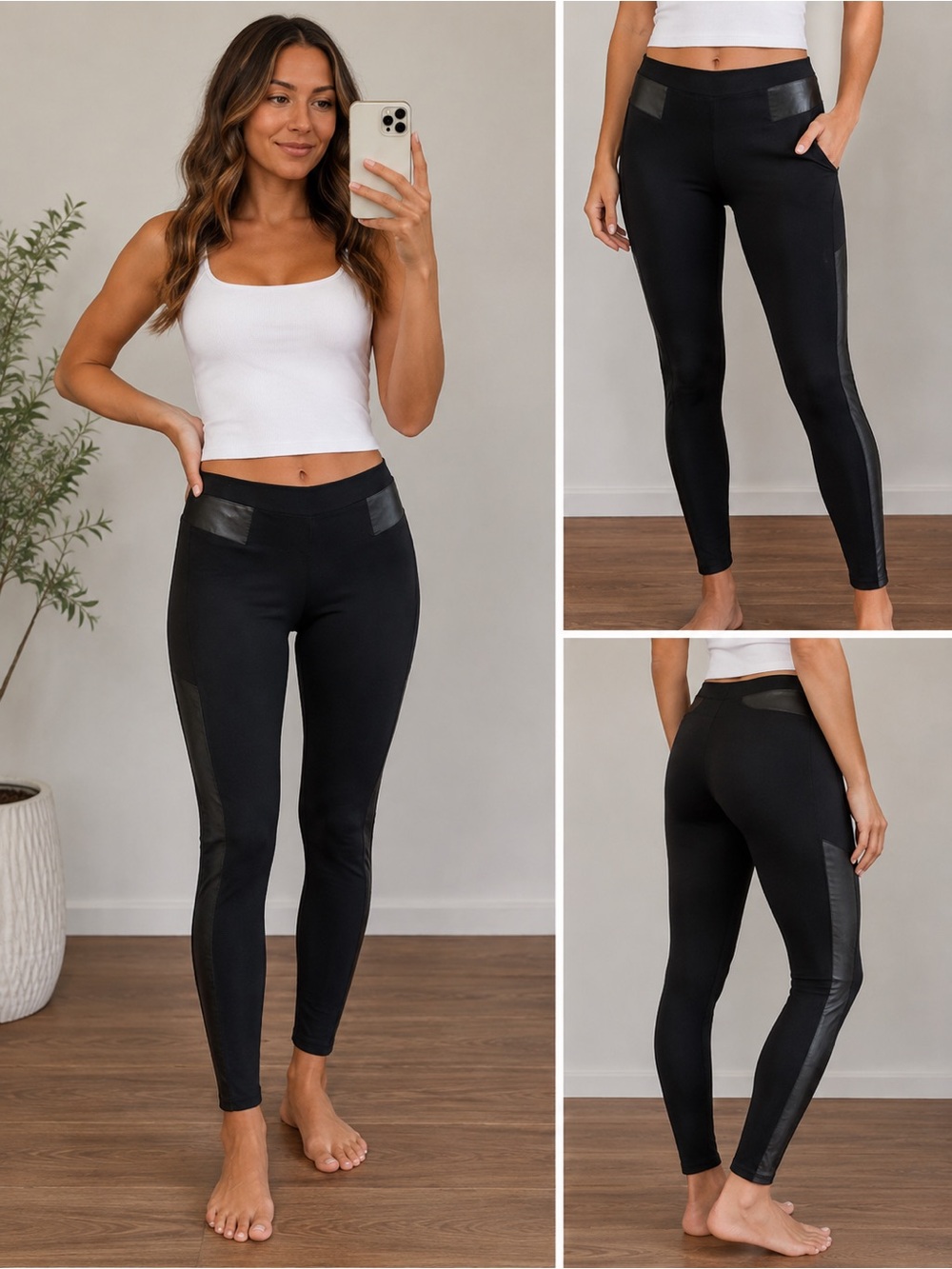 Genuine Leather Details - Danier Leggings Size 4